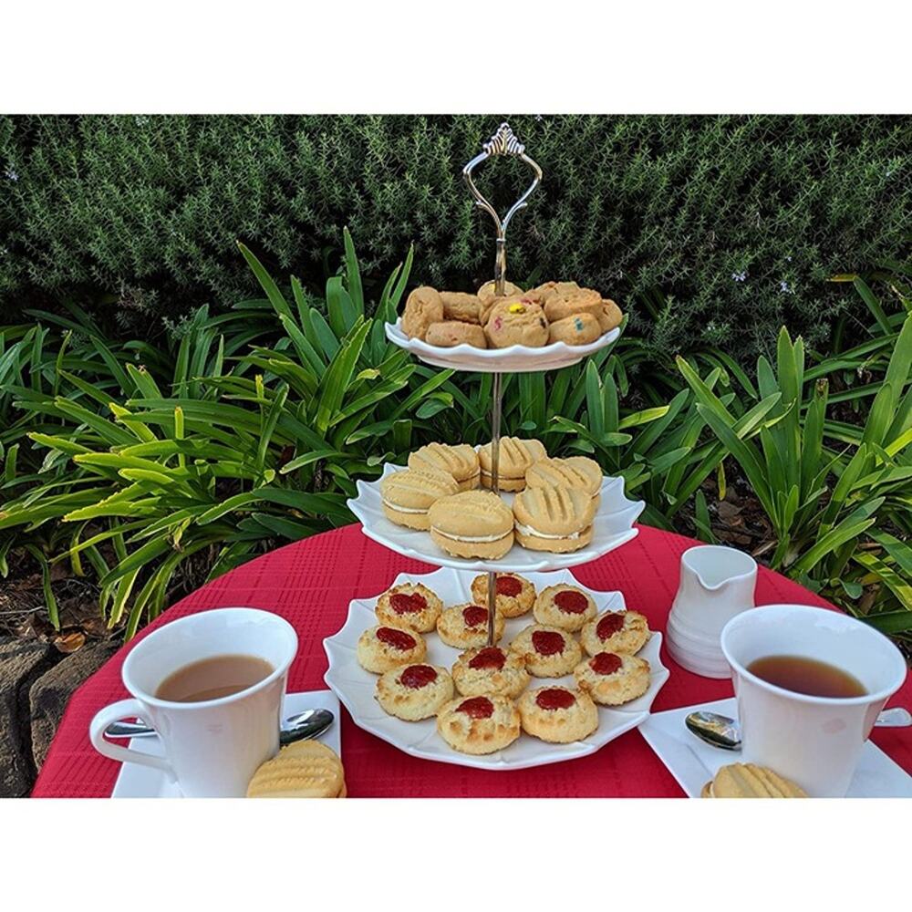 Checkered Chef 3 Tier Ceramic Serving Stand Cupcake Holder for Party and Display - Picture 3 of 12